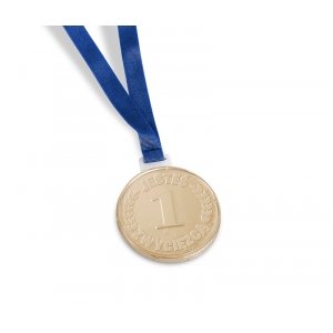 Chocolate medal with ribbon
