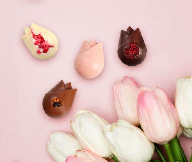 Tulips chocolates in a box