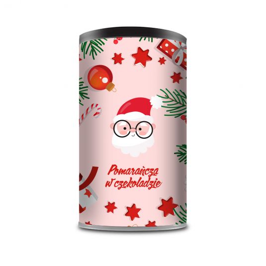 Christmas orange peel in chocolate in a can
