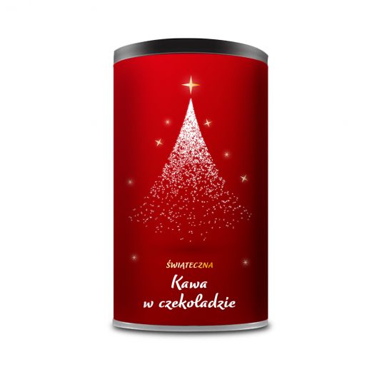 Christmas coffee beans in chocolate in a can