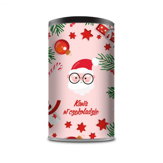 Christmas coffee beans in chocolate in a can